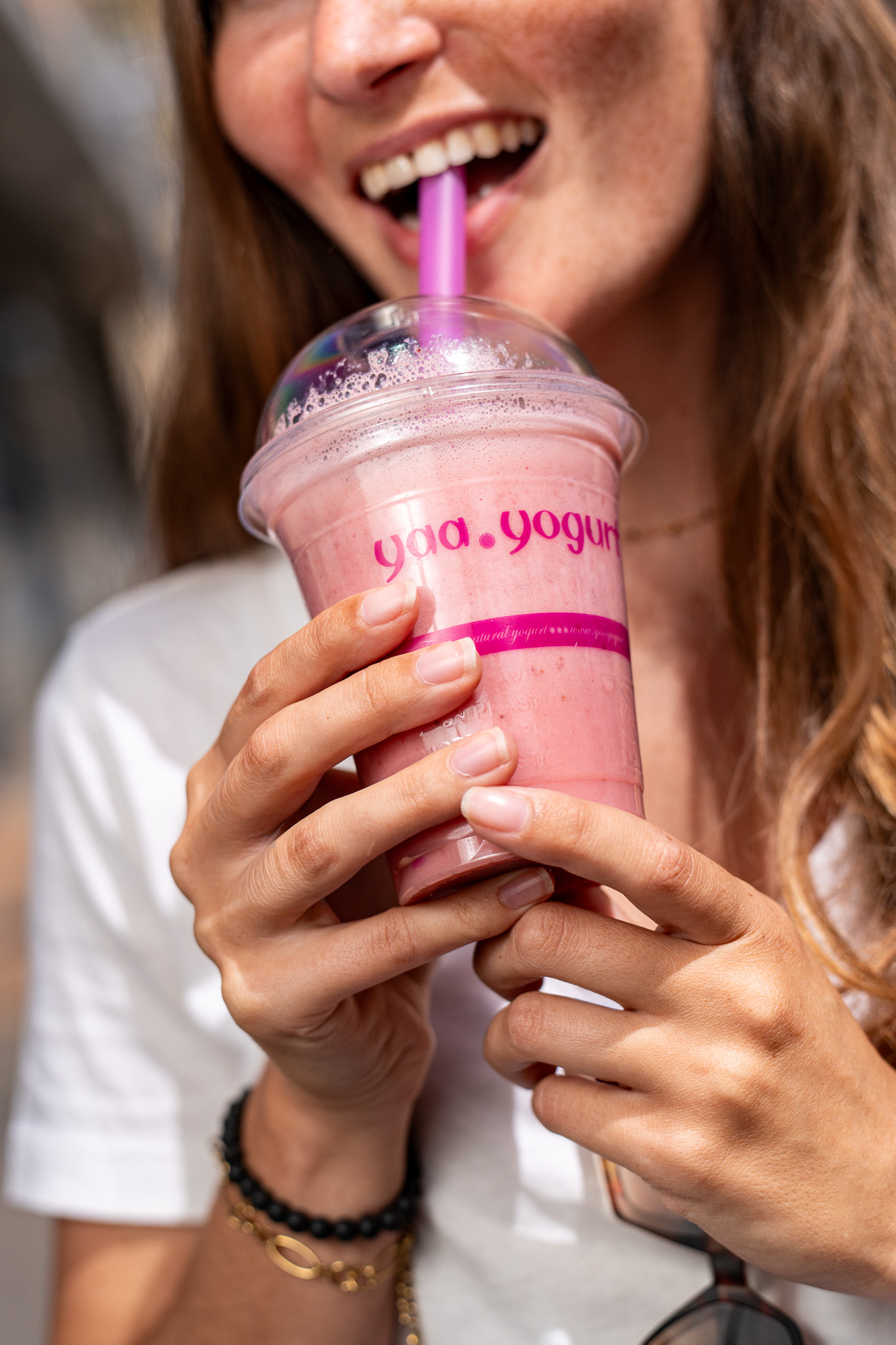 Pink Yaa smoothie ready to enjoy