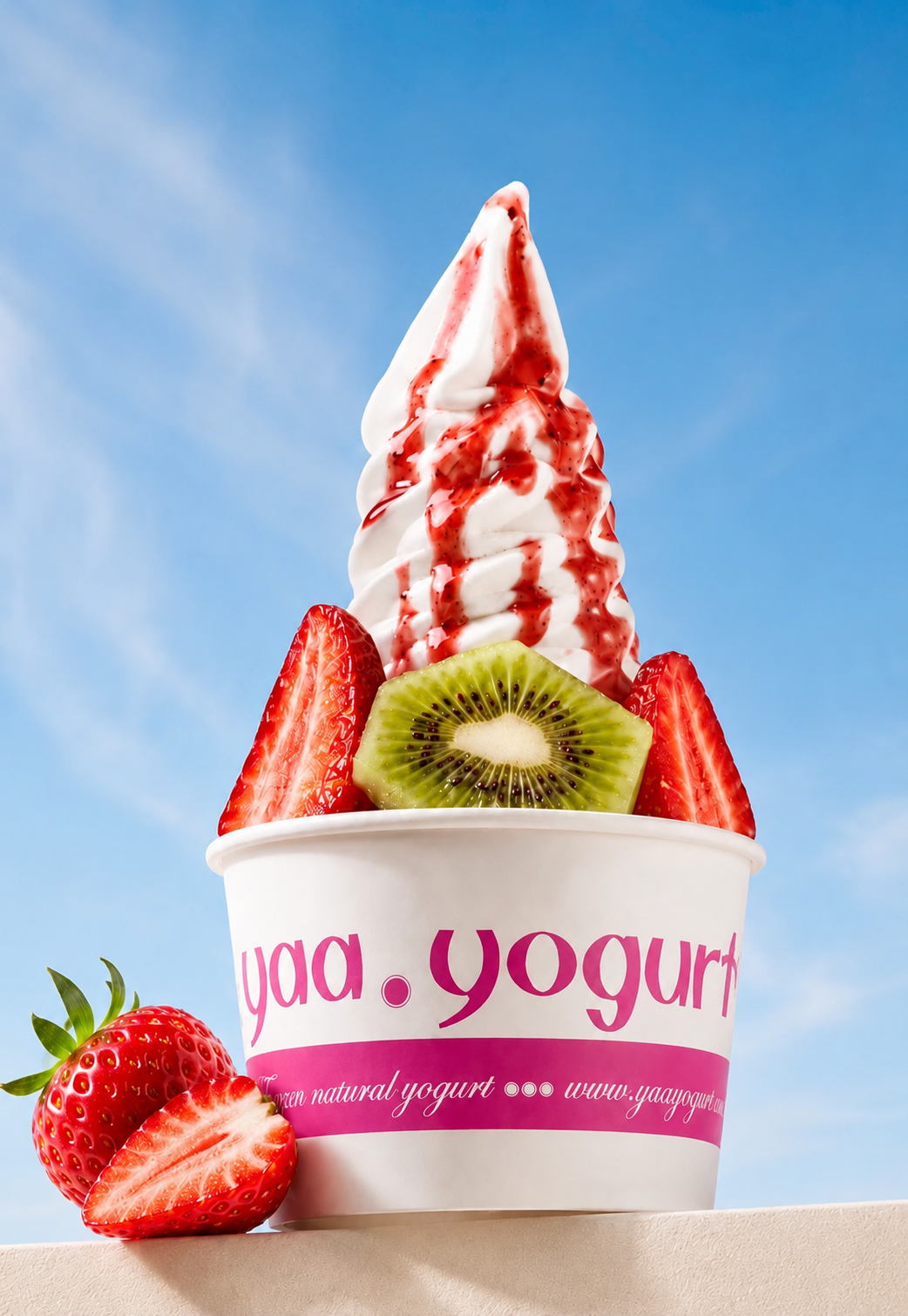 Yaa Yogurt natural servido en tarrina con fruta